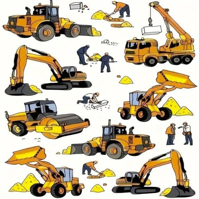 Temporary Tattoos - Excavator Bulldozer Builder