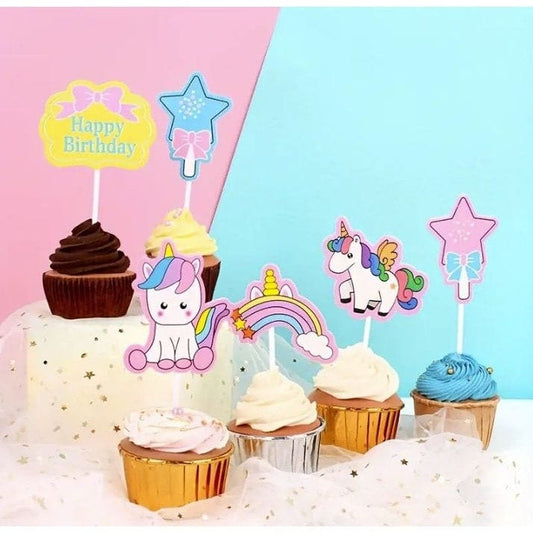 Unicorn Series Cake Topper: Rainbow Stars & Pegasus