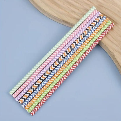 Assorted color and white Wavy stripped pattern Paper straw example