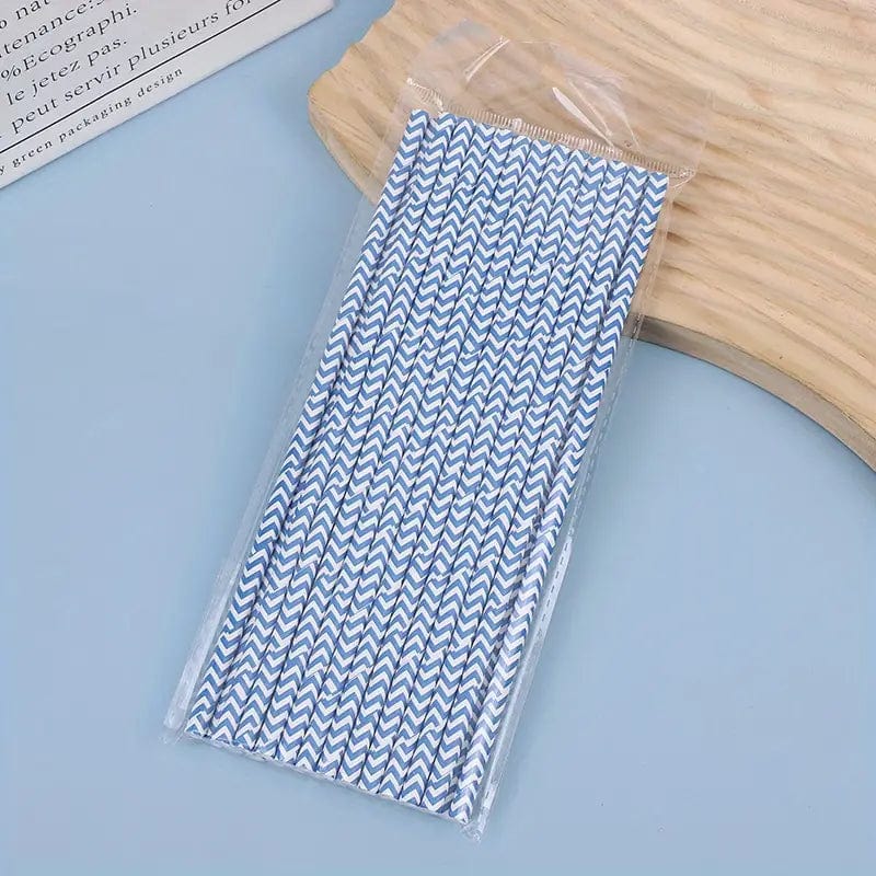 Wavy Pattern Biodegradable Paper Straws - Perfect Summer Drinkware Accessories for Your Home Kitchen!