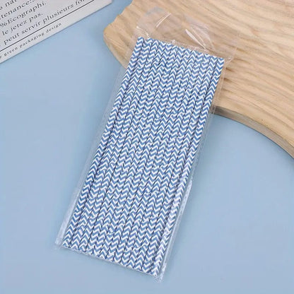 Wavy Pattern Biodegradable Paper Straws - Perfect Summer Drinkware Accessories for Your Home Kitchen!